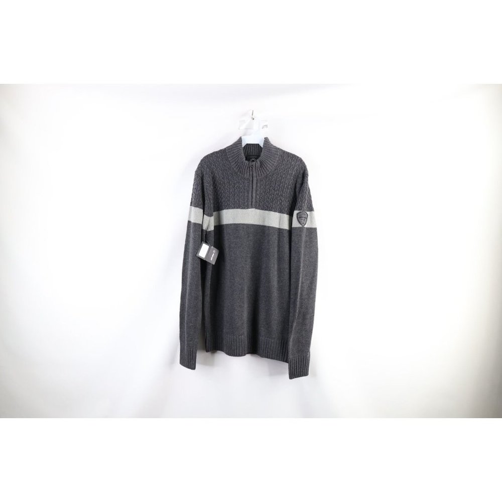 New Ski-Doo BRP Mens Large Spell Out Wool Blend Knit Clubhouse Half Zip Sweater